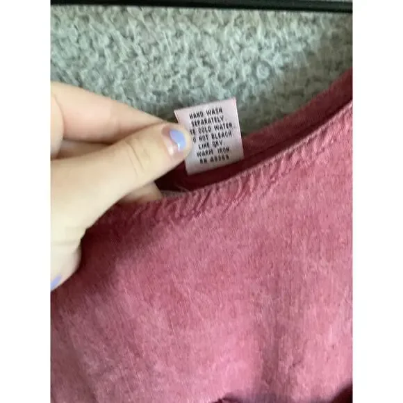 Vintage Express Midi Dress 1 Medium Tank Pockets Jersey Round Neck Stone Red 80s - Picture 6 of 13